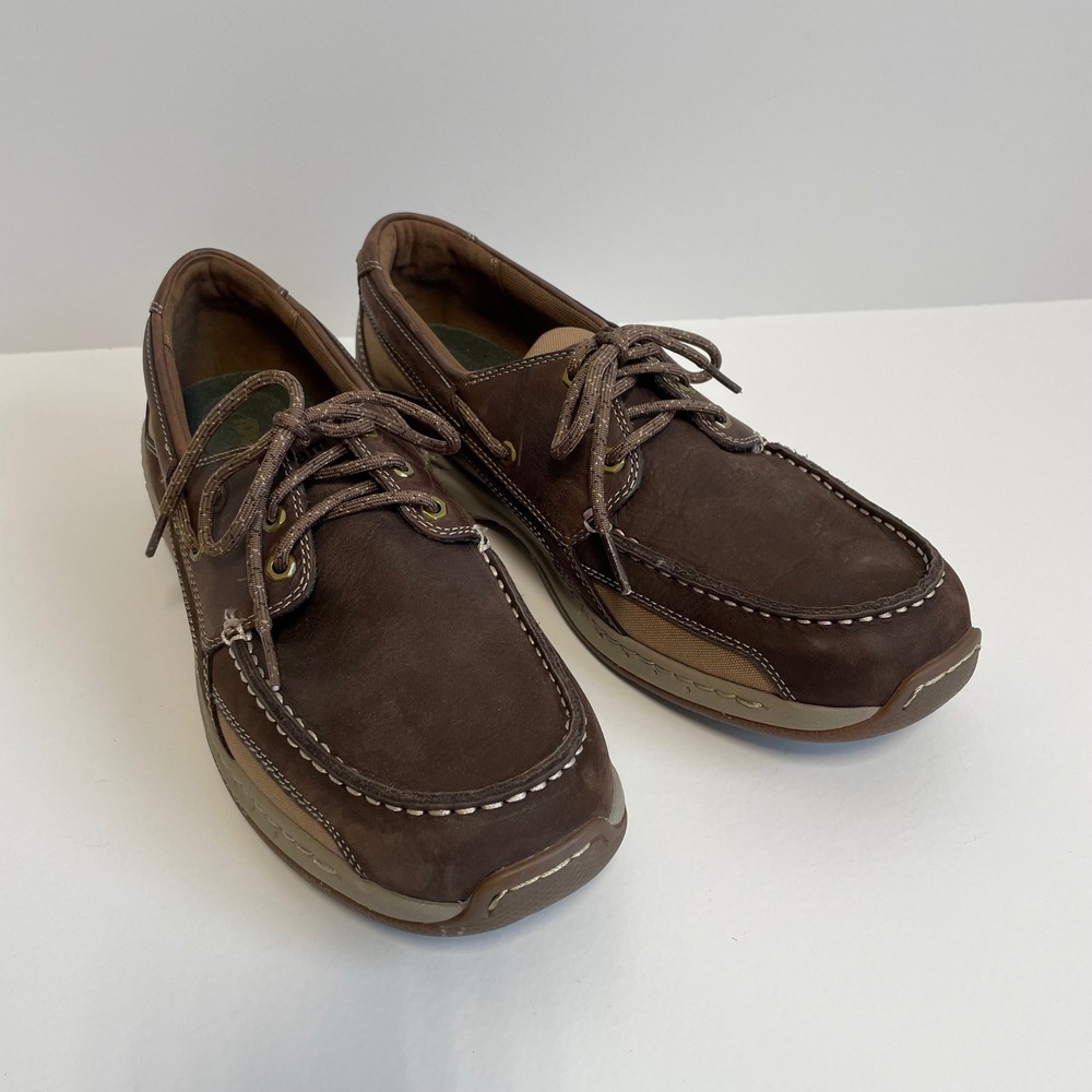 Dunham Men's Brown Leather Boat Shoes Size 10.5 Athleisure Casual